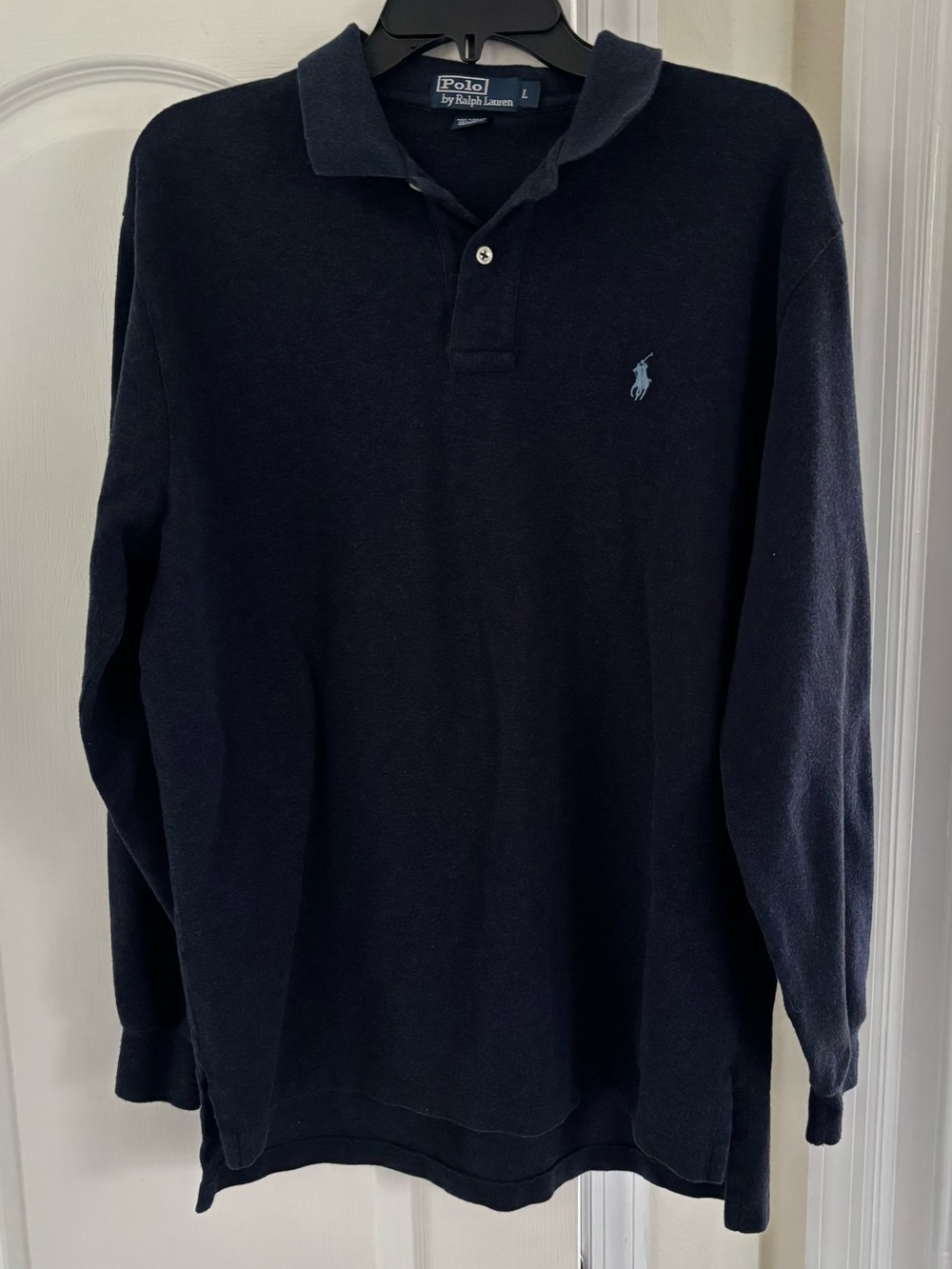 Polo by Ralph Lauren Navy Long-Sleeve Polo with Light Blue Pony